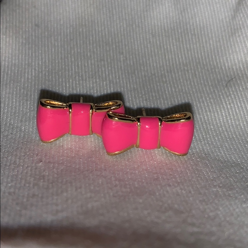 Pink and gold Kate Spade bow earrings